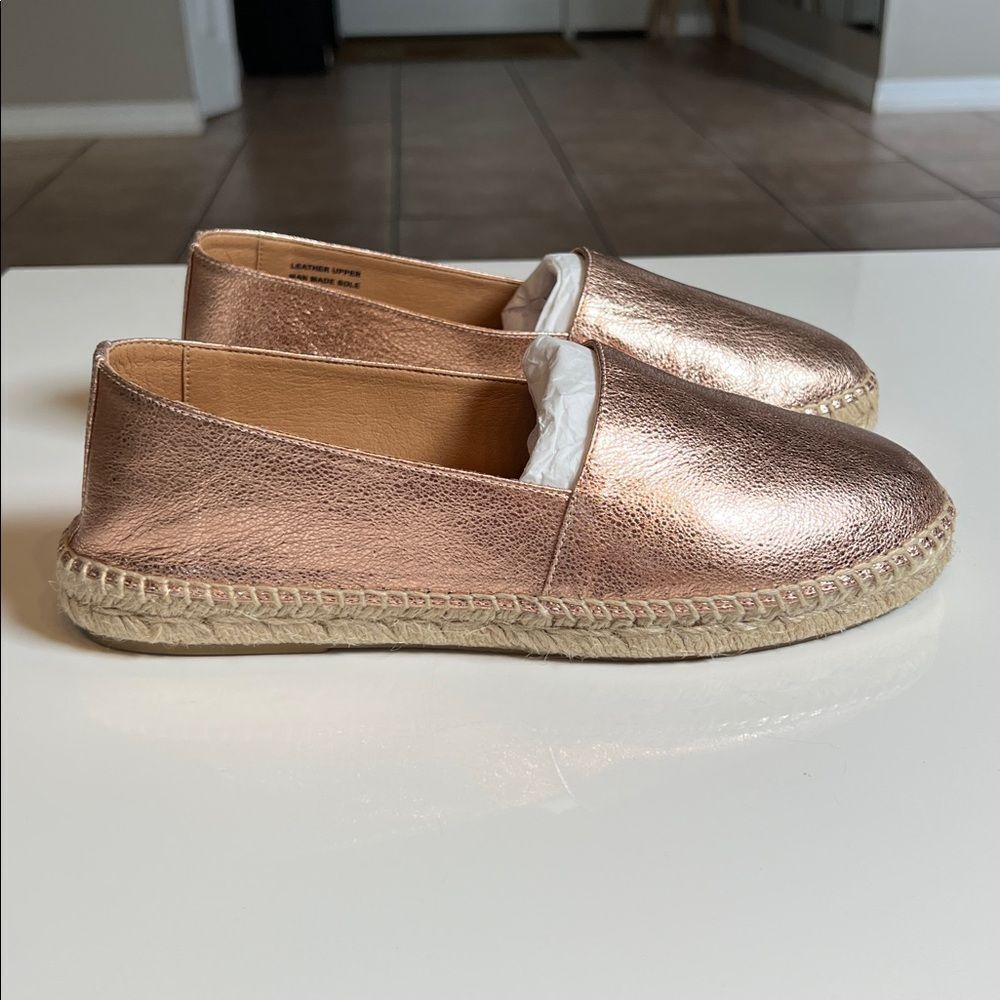 JUTELIA Women’s Made in Spain Espadrilles - Leather  Rosegold